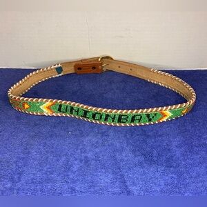 Vintage UnionBay Beaded Leather Belt - 70’s Style - 34” Long Size S/M 32” Waist